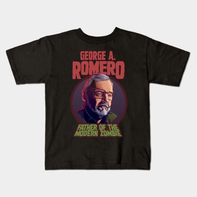 George A. Romero Kids T-Shirt by Creepsandbabes